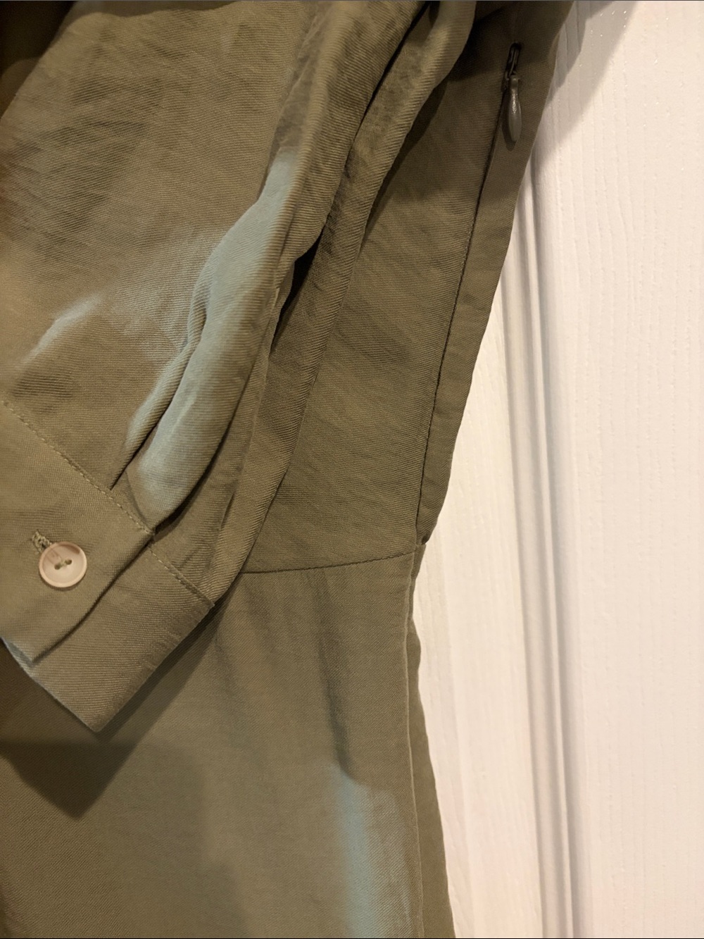 Anthropologie Olive Green Twist-Front Midi Dress - Picture 4 of 5